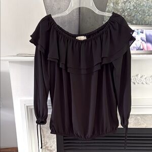 Michael Kors Black Ruffled 3/4 Sleeve Blouse